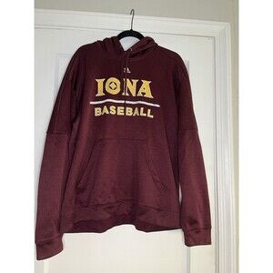 adidas Climawarm Iona Baseball Maroon Pullover Hoodie Men's XL Graphic Print